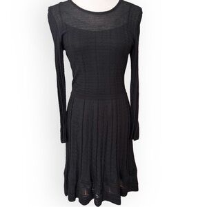 M Missoni Black Textured Knit Fit and Flare Dress